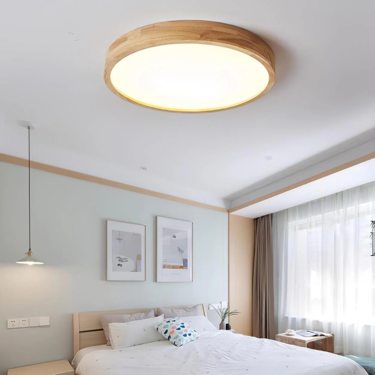 Lustra Ceiling Light Wooden Geometric LED - Image 4