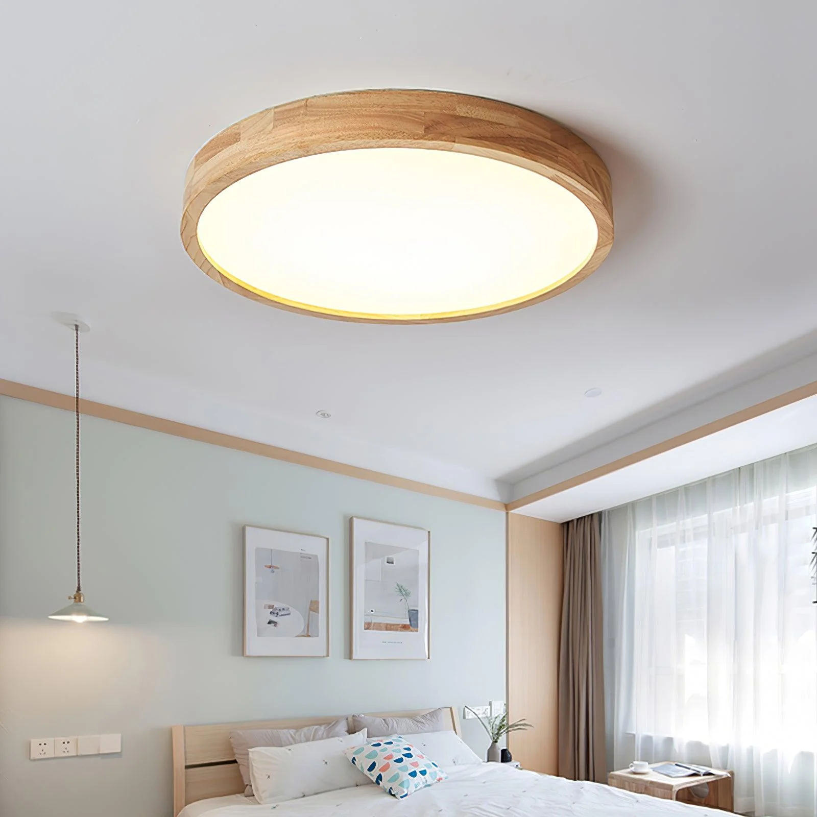 Lustra Ceiling Light Wooden Geometric LED - Image 65