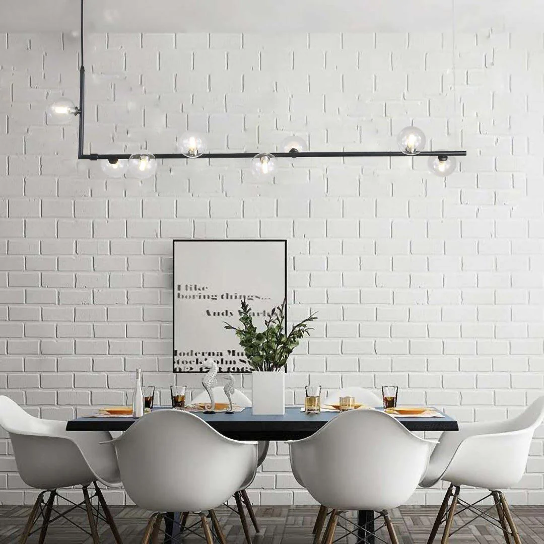 Lustra Chandelier Glass with Black Steel Linear - Image 11