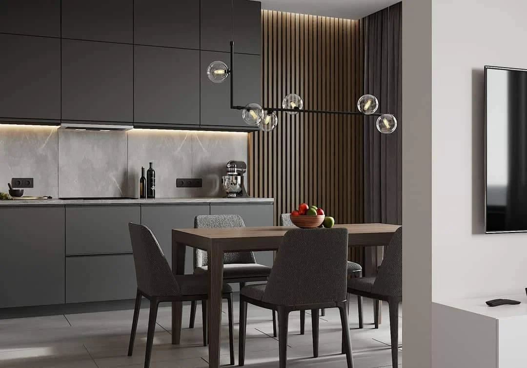 Lustra Chandelier Glass with Black Steel Linear - Image 14