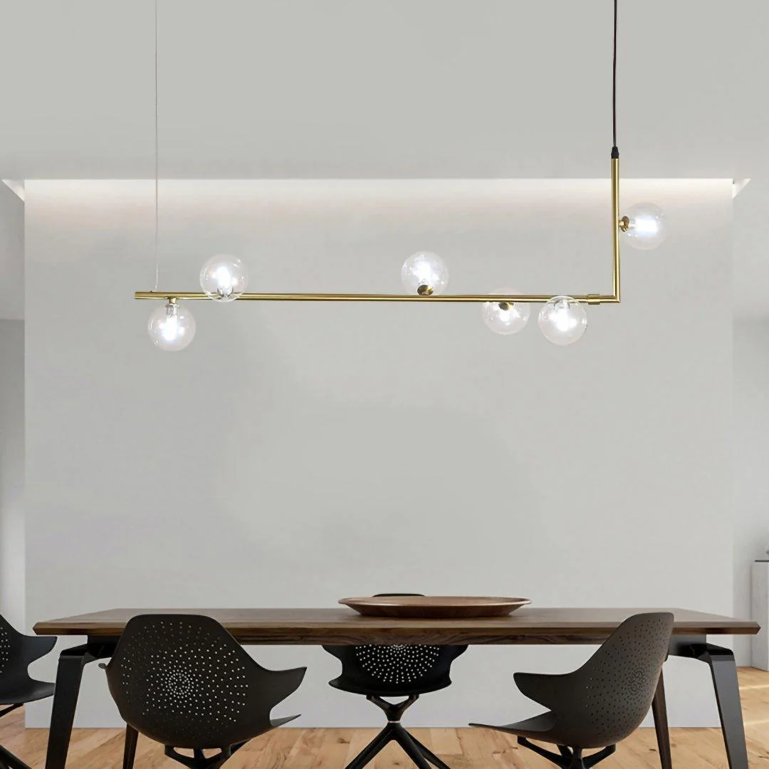 Lustra Chandelier Glass with Black Steel Linear - Image 16