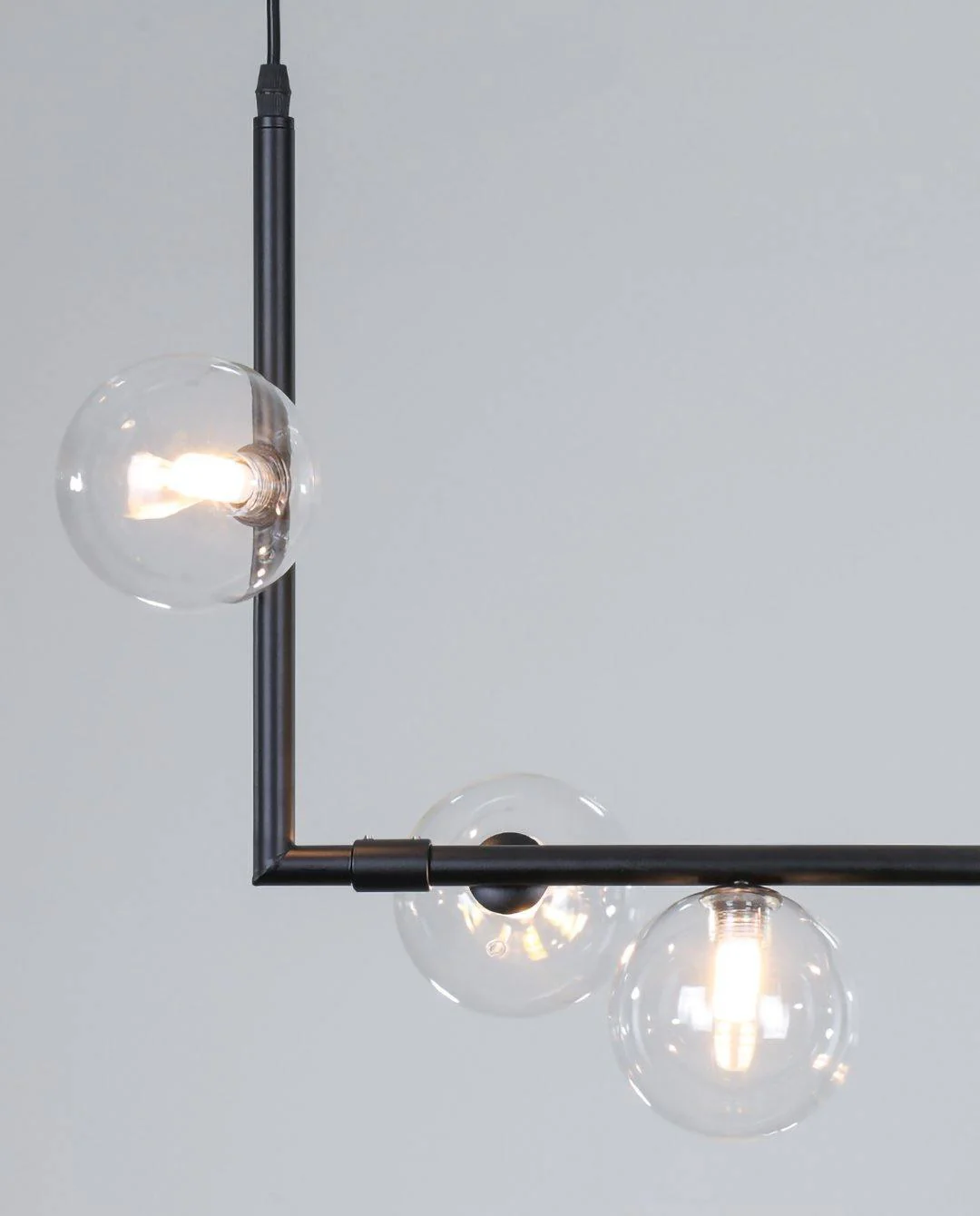 Lustra Chandelier Glass with Black Steel Linear - Image 26