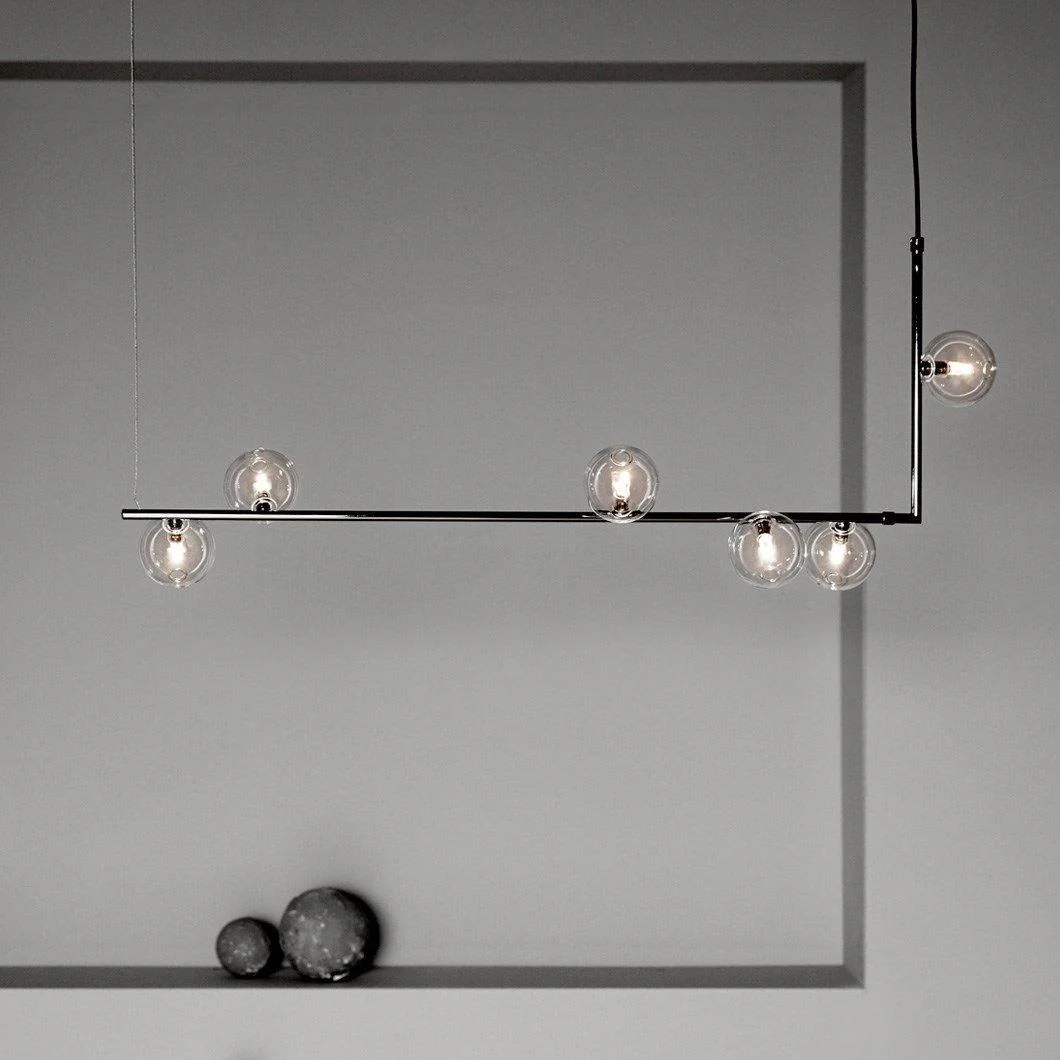 Lustra Chandelier Glass with Black Steel Linear - Image 28