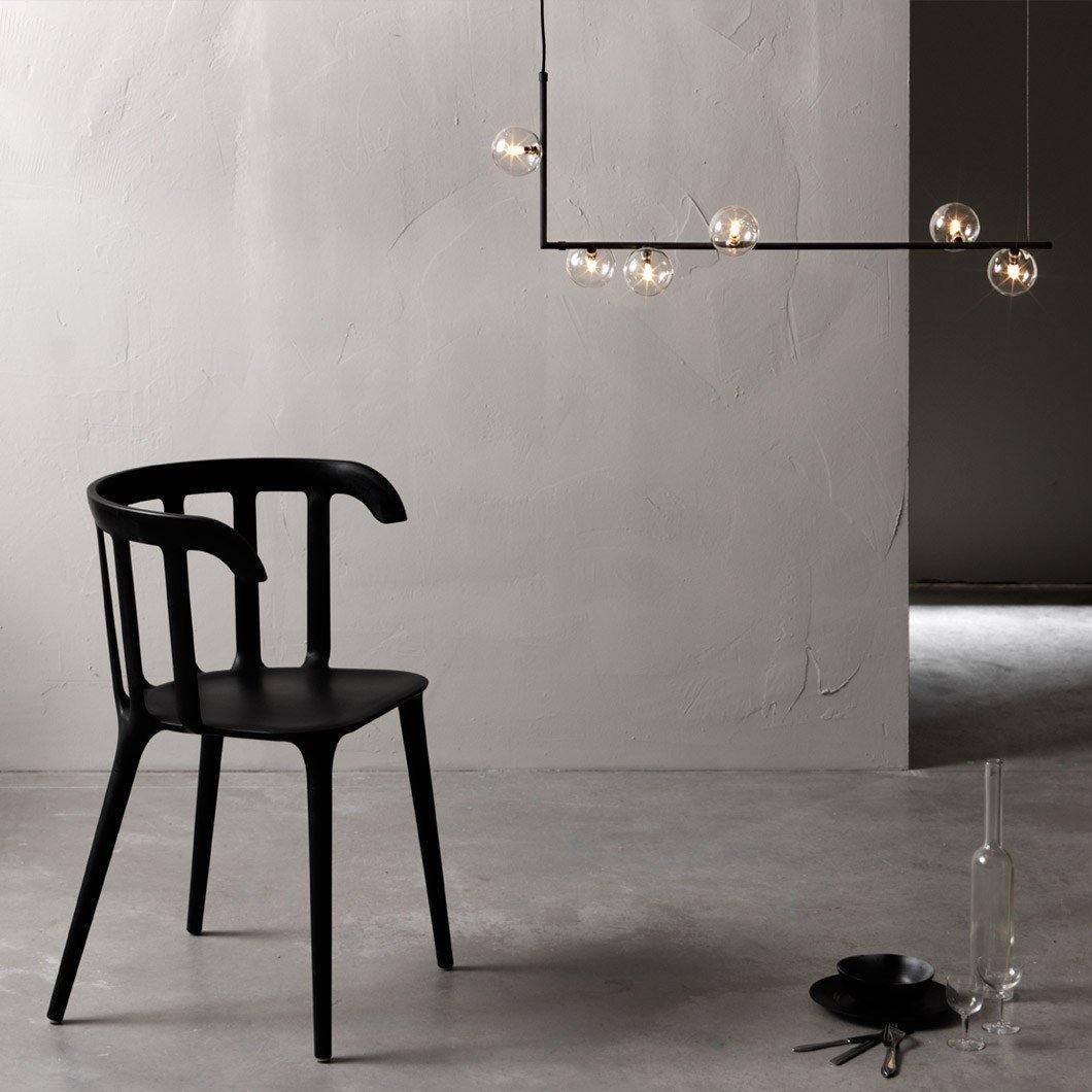 Lustra Chandelier Glass with Black Steel Linear - Image 3