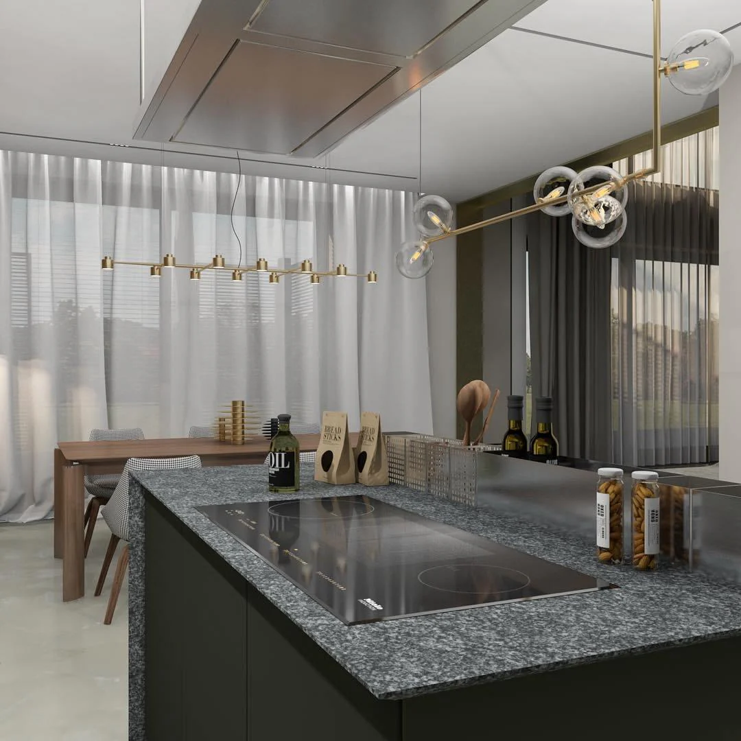 Lustra Chandelier Glass with Black Steel Linear - Image 34
