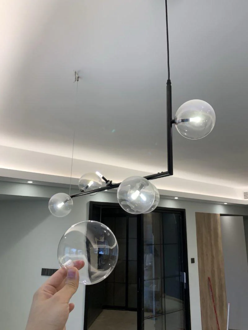 Lustra Chandelier Glass with Black Steel Linear - Image 35