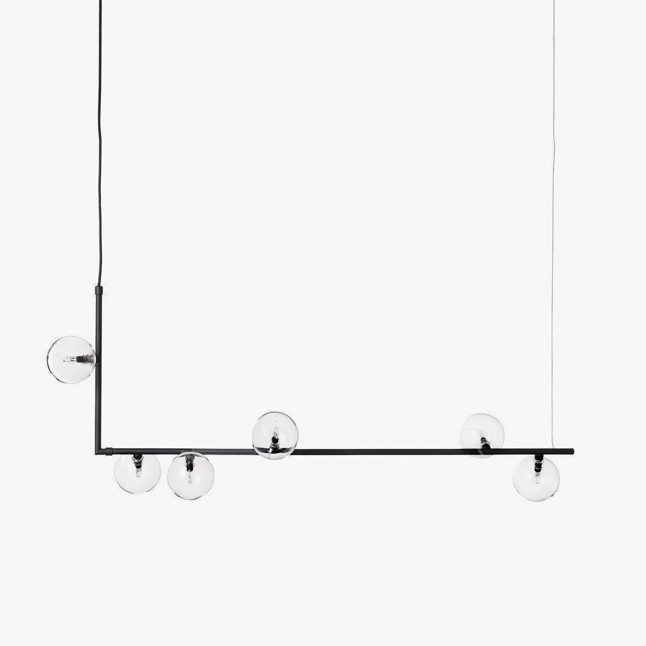 Lustra Chandelier Glass with Black Steel Linear - Image 44