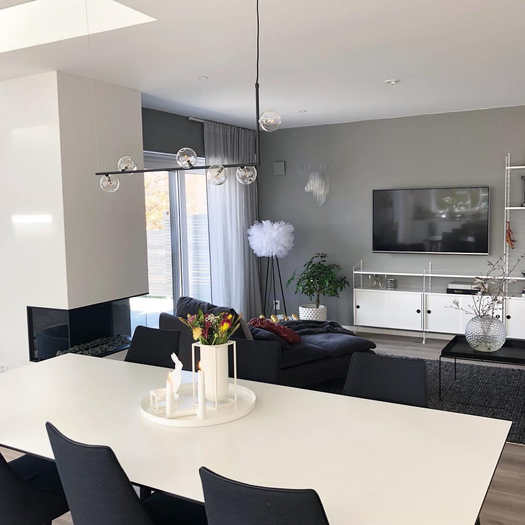 Lustra Chandelier Glass with Black Steel Linear - Image 5