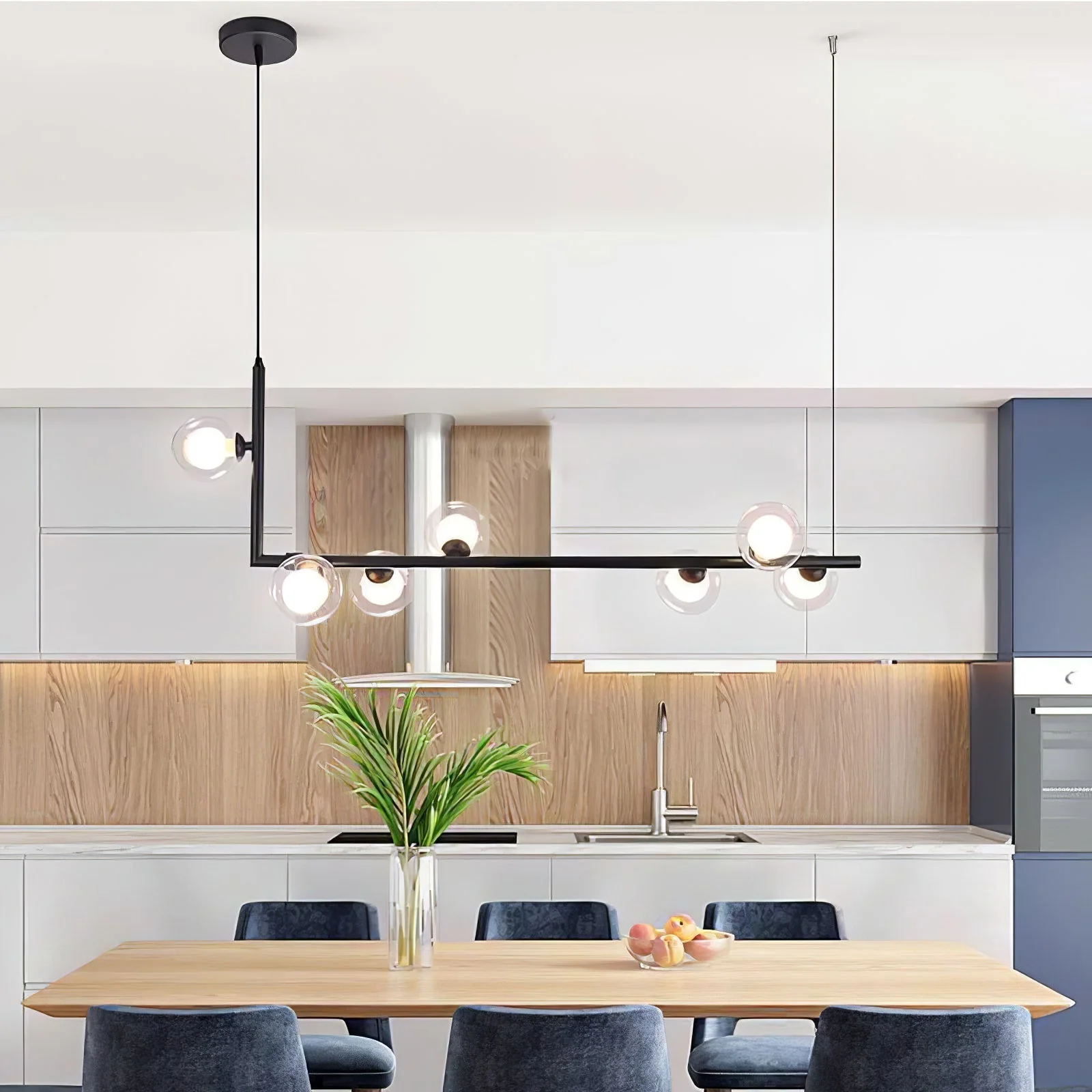 Lustra Chandelier Glass with Black Steel Linear - Image 50