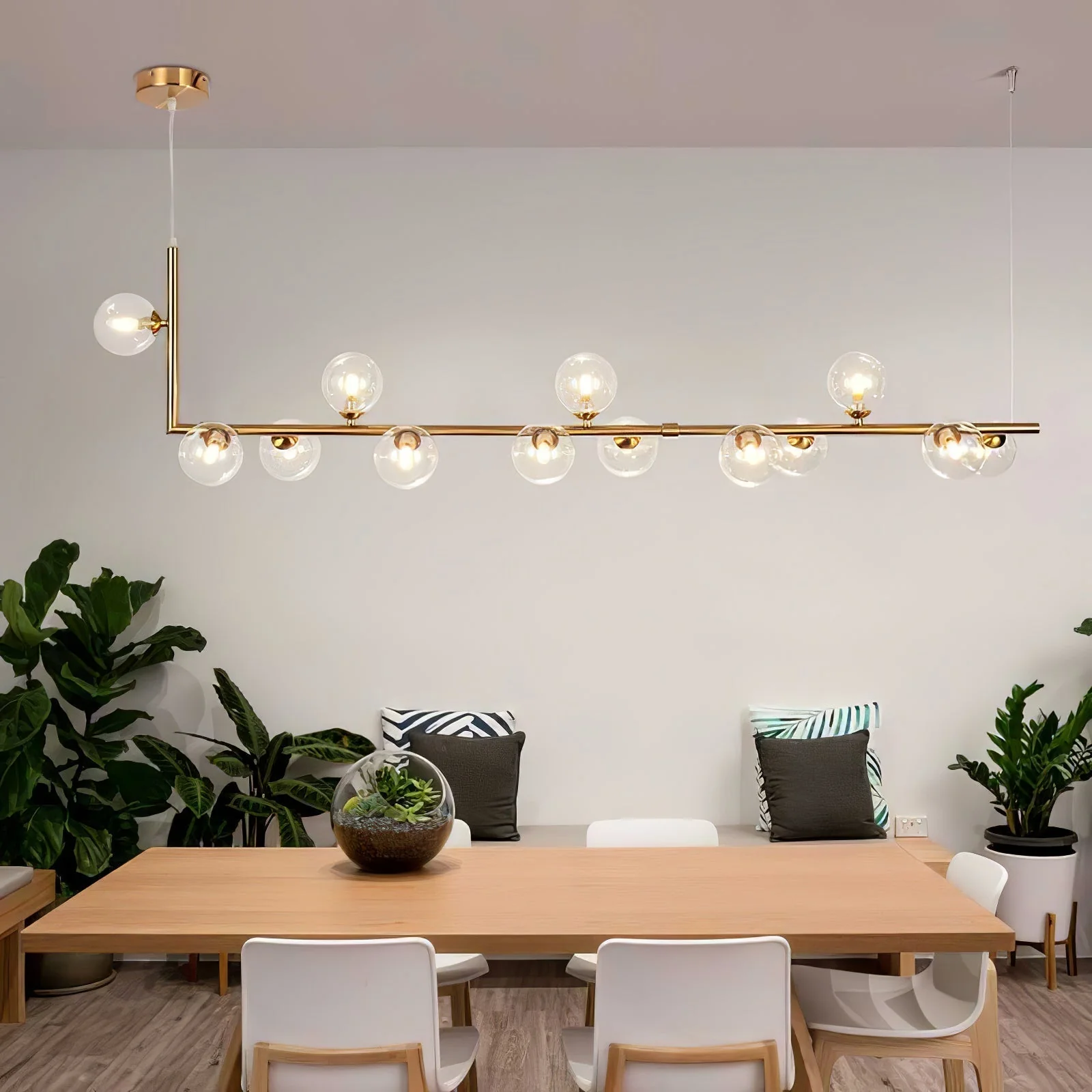 Lustra Chandelier Glass with Black Steel Linear - Image 51