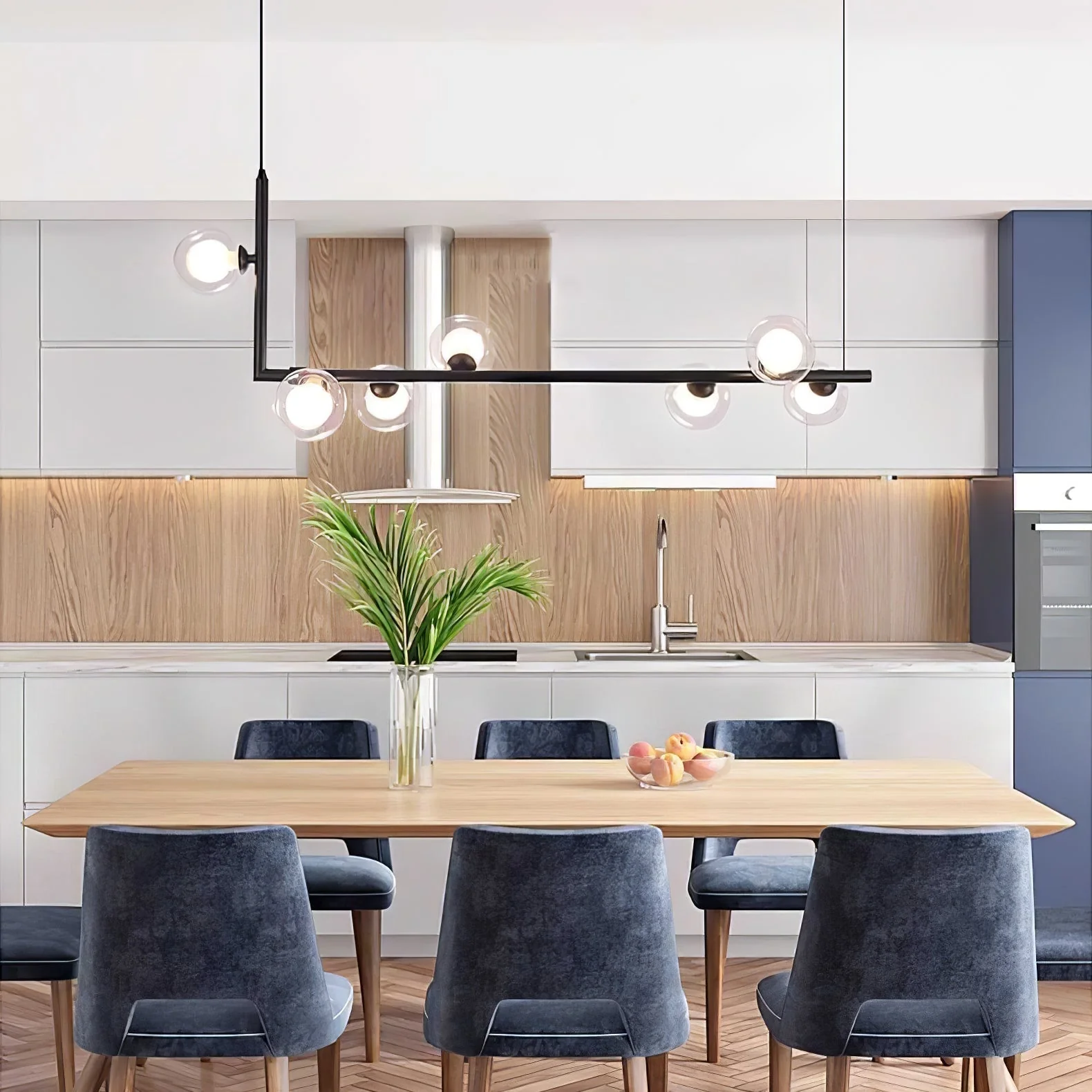Lustra Chandelier Glass with Black Steel Linear - Image 53