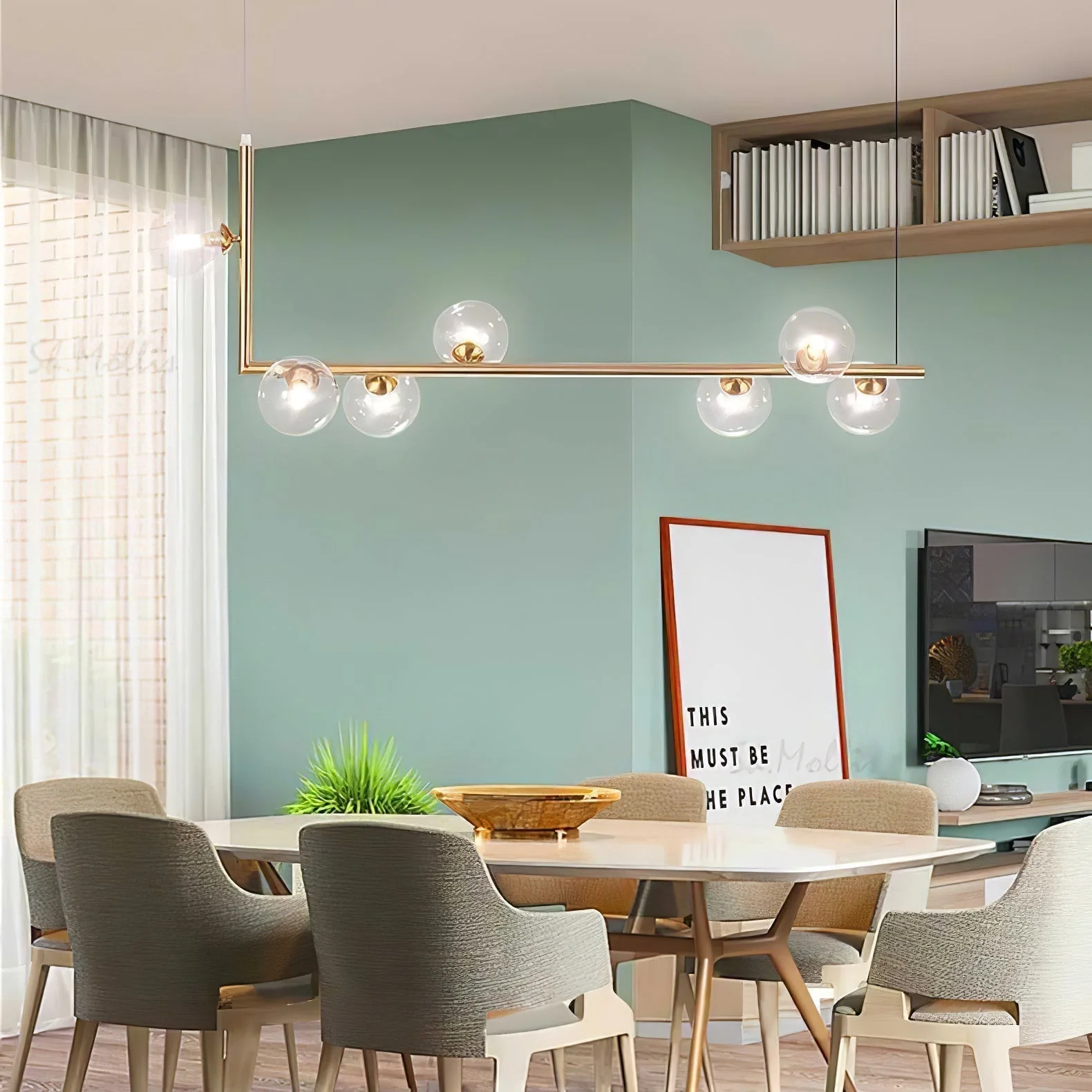 Lustra Chandelier Glass with Black Steel Linear - Image 54