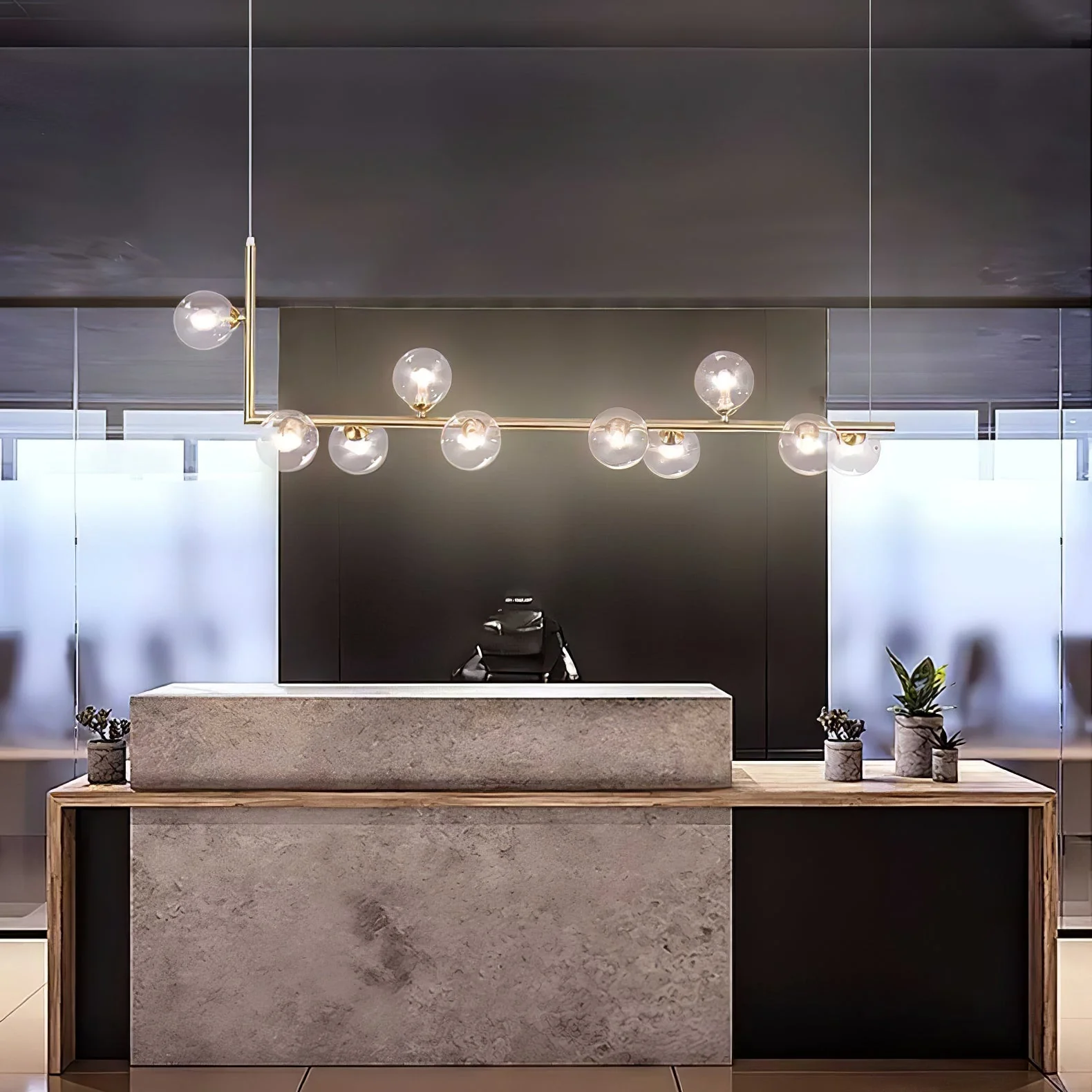 Lustra Chandelier Glass with Black Steel Linear - Image 58