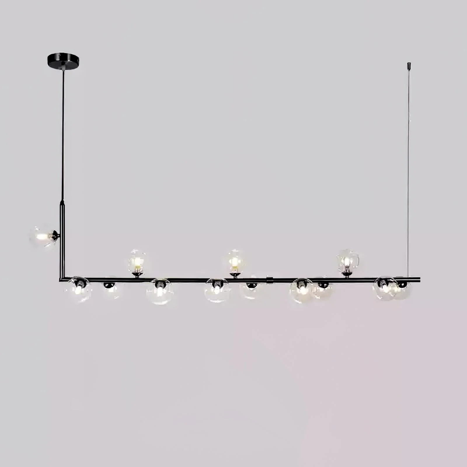 Lustra Chandelier Glass with Black Steel Linear - Image 66