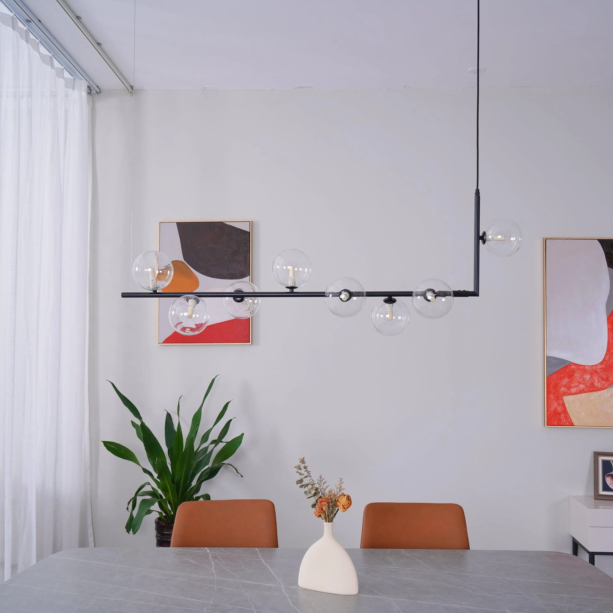 Lustra Chandelier Glass with Black Steel Linear - Image 76
