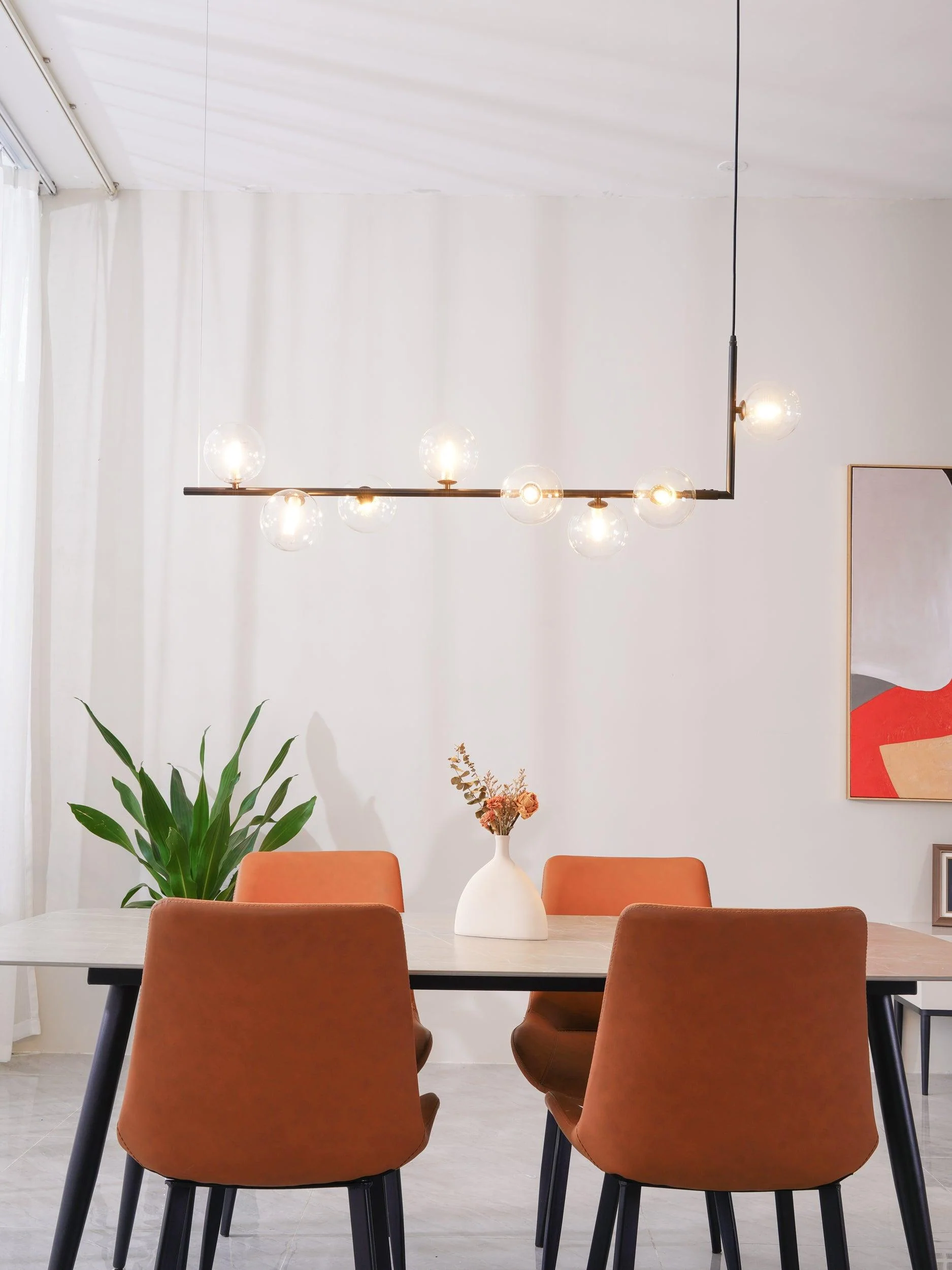 Lustra Chandelier Glass with Black Steel Linear - Image 77