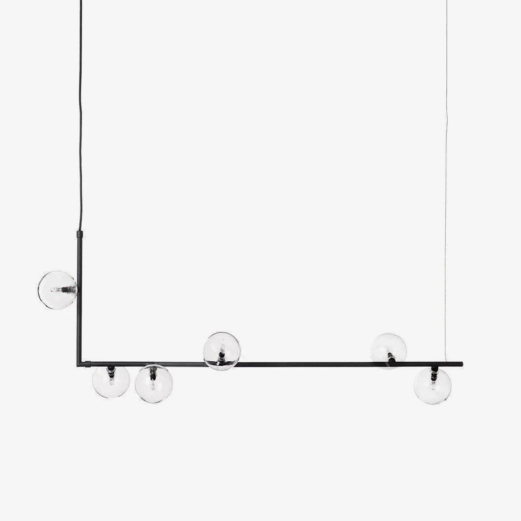 Lustra Chandelier Glass with Black Steel Linear - Image 9