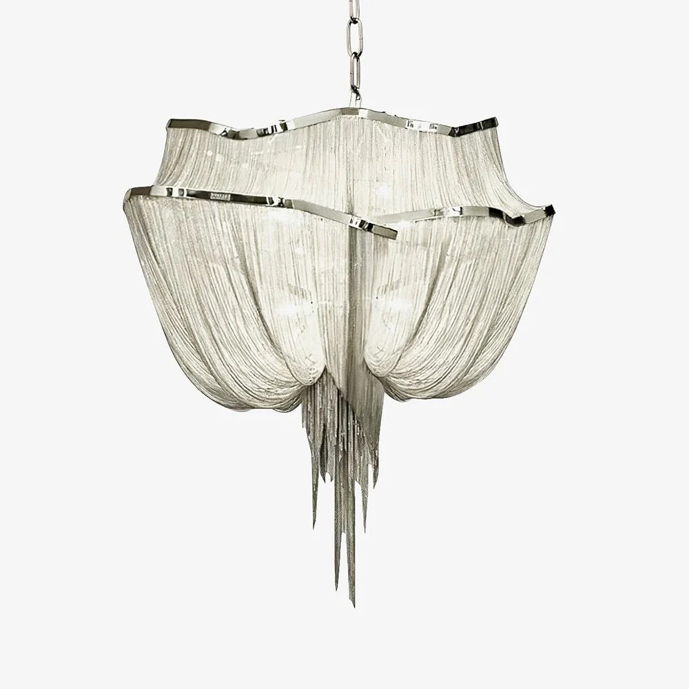 Lustra Chandelier Aluminum Chains Shimmering Nickel
