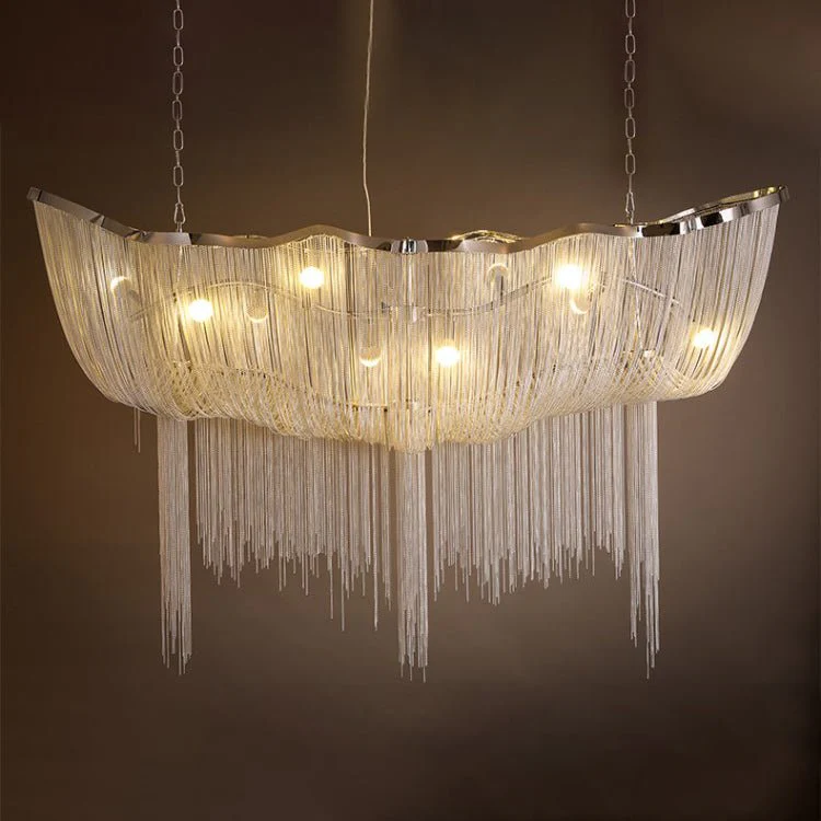 Lustra Chandelier Aluminum Chains Shimmering Nickel - Image 12