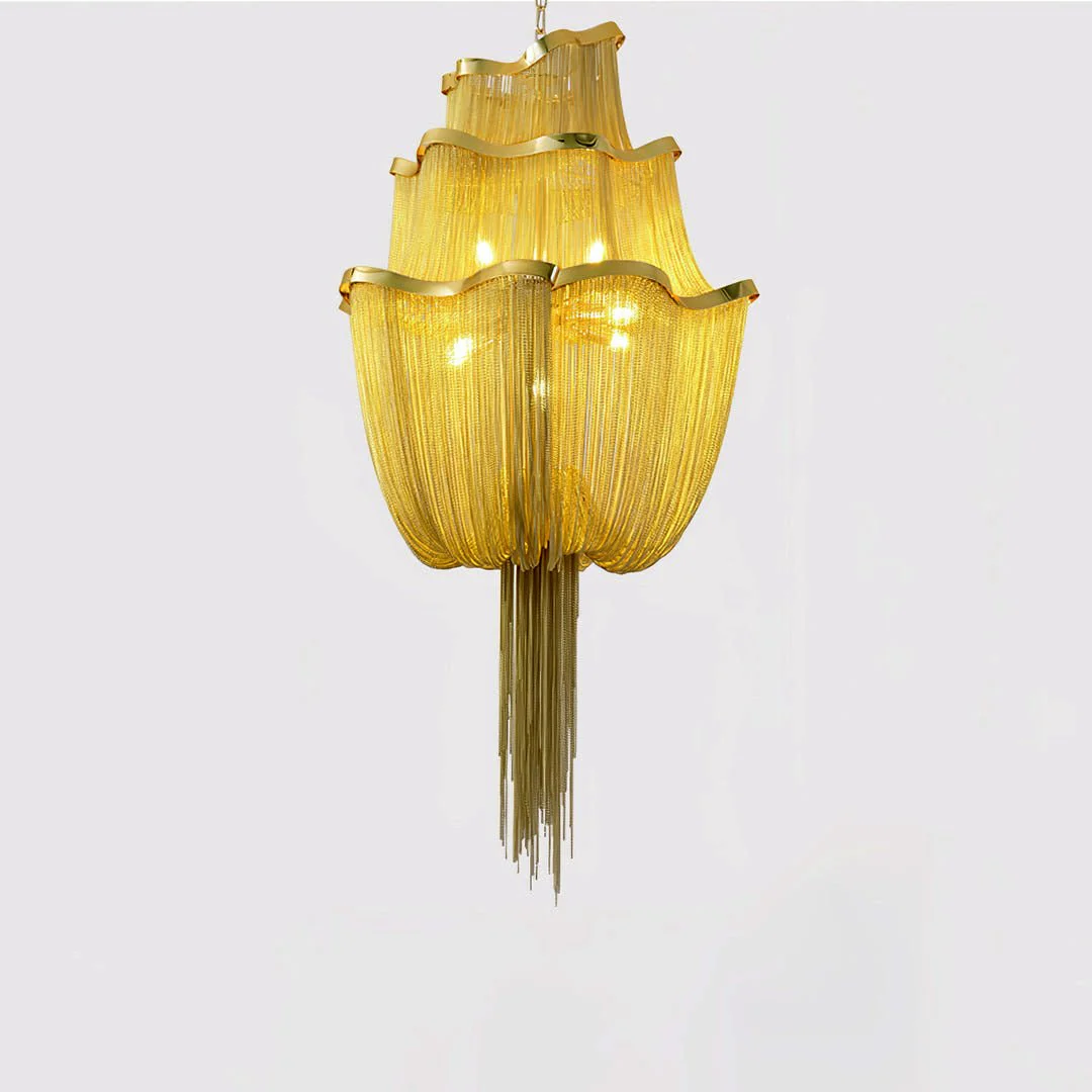 Lustra Chandelier Aluminum Chains Shimmering Nickel - Image 14