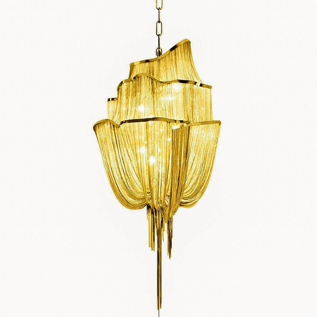 Lustra Chandelier Aluminum Chains Shimmering Nickel - Image 15