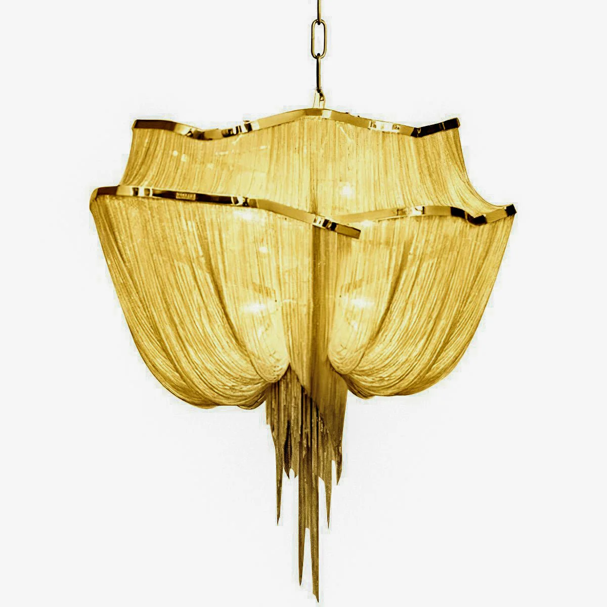 Lustra Chandelier Aluminum Chains Shimmering Nickel - Image 18
