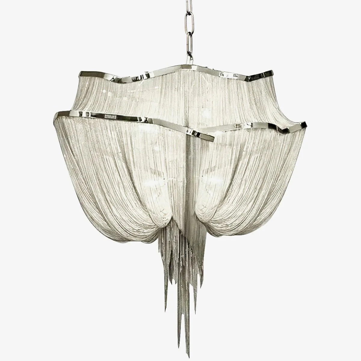 Lustra Chandelier Aluminum Chains Shimmering Nickel - Image 19