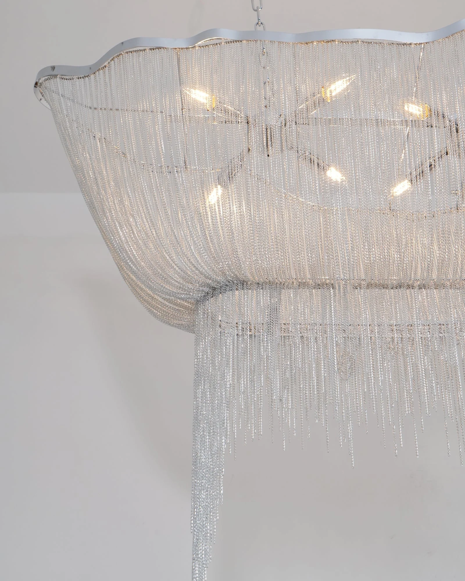 Lustra Chandelier Aluminum Chains Shimmering Nickel - Image 2