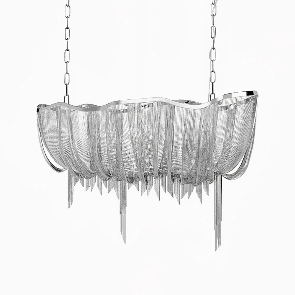 Lustra Chandelier Aluminum Chains Shimmering Nickel - Image 21