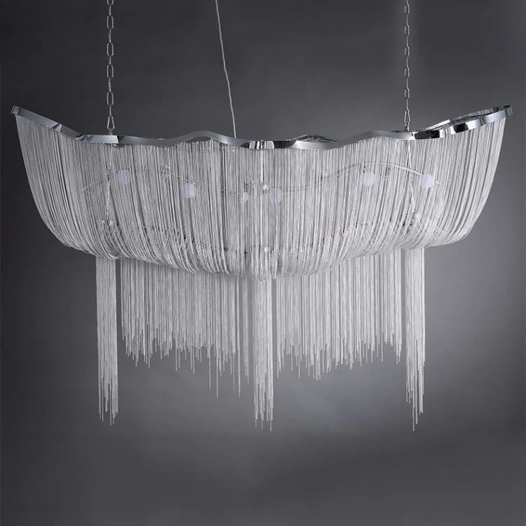 Lustra Chandelier Aluminum Chains Shimmering Nickel - Image 23