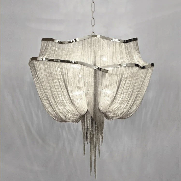 Lustra Chandelier Aluminum Chains Shimmering Nickel - Image 34