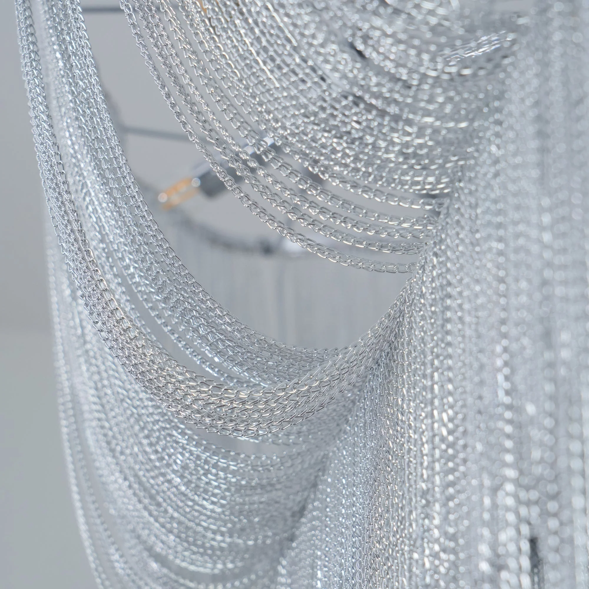 Lustra Chandelier Aluminum Chains Shimmering Nickel - Image 35