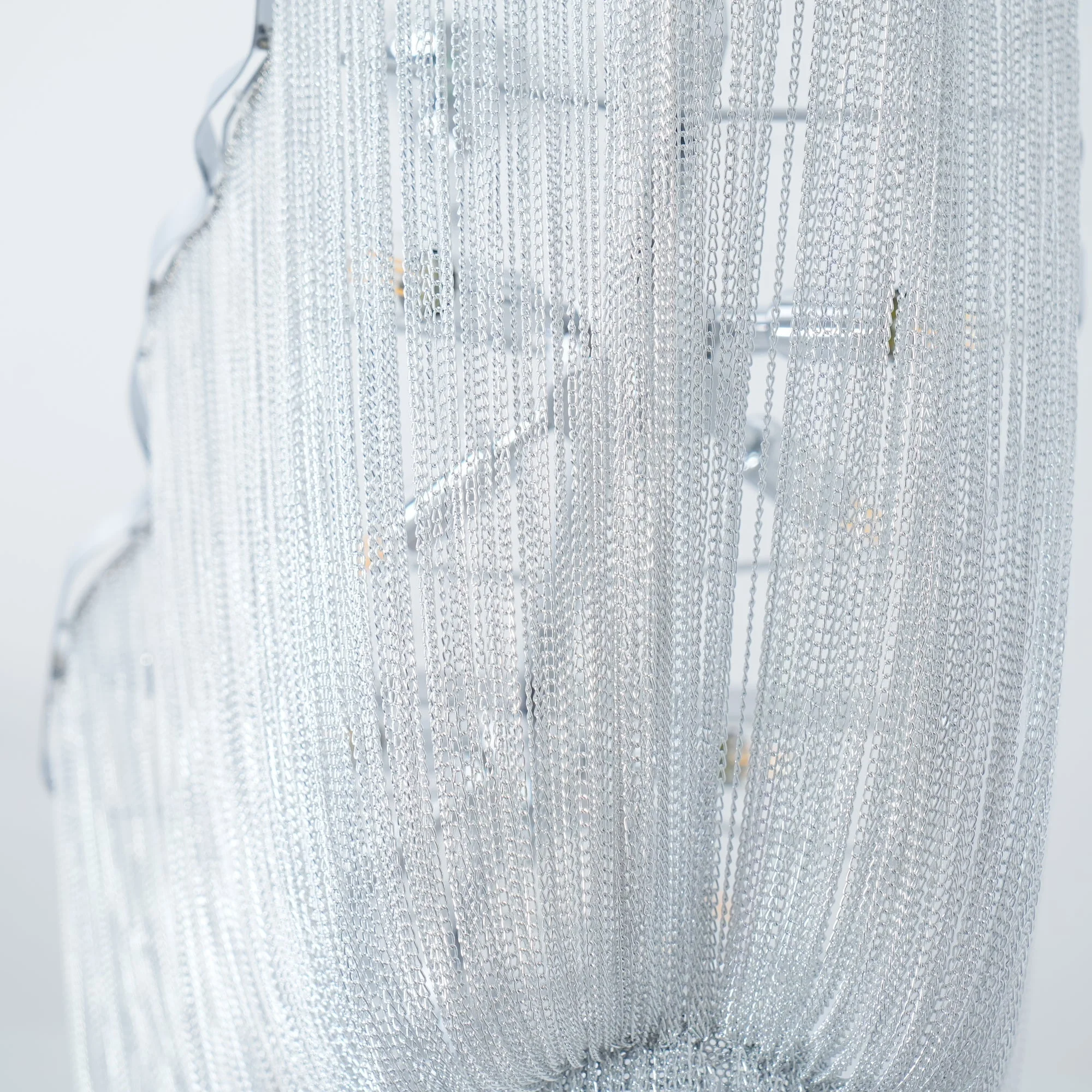 Lustra Chandelier Aluminum Chains Shimmering Nickel - Image 36