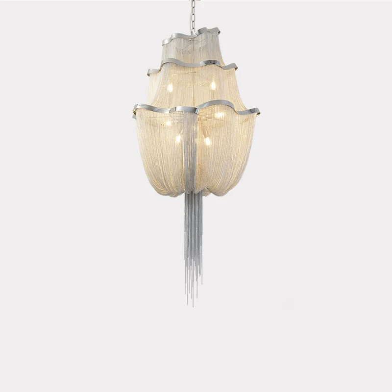Lustra Chandelier Aluminum Chains Shimmering Nickel - Image 5