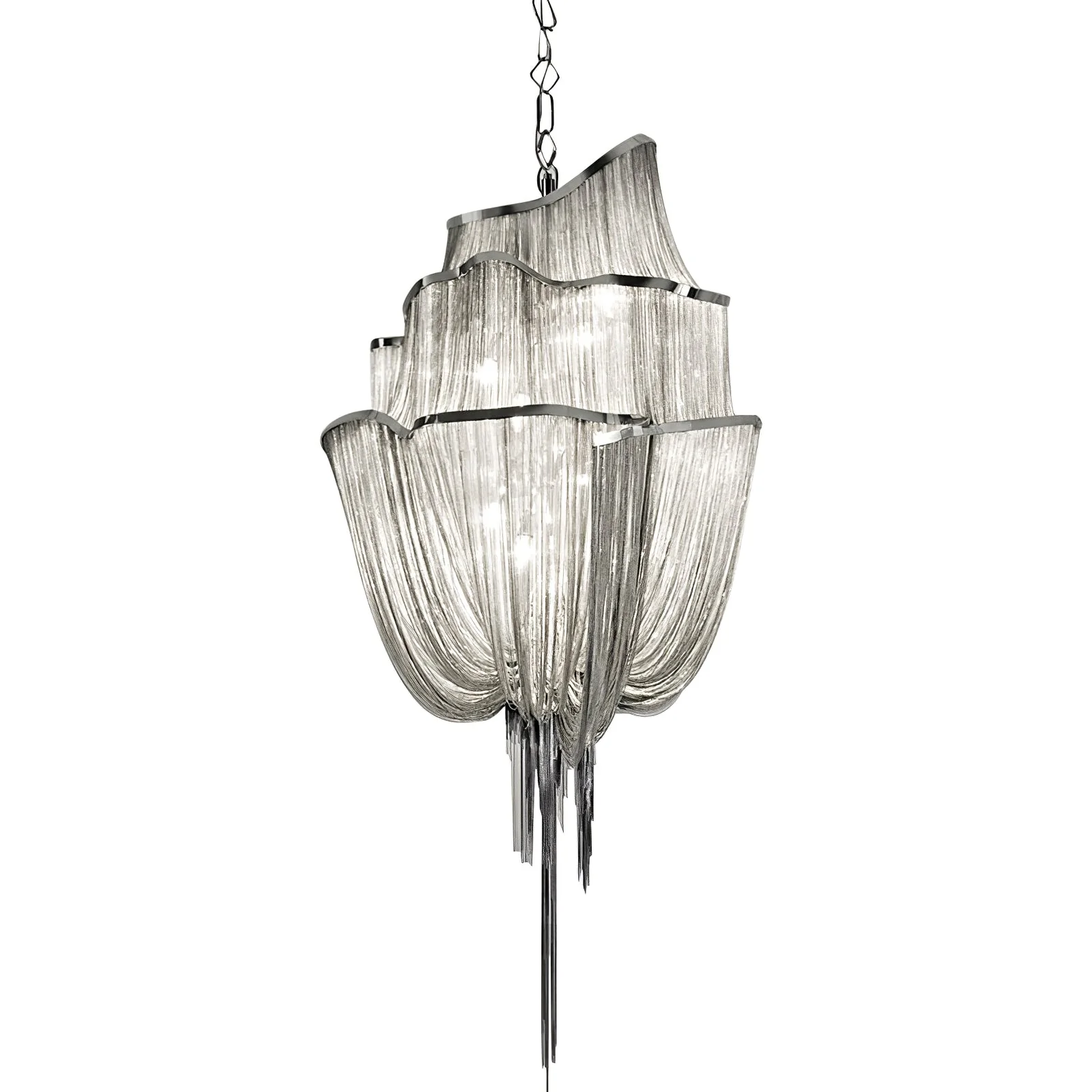 Lustra Chandelier Aluminum Chains Shimmering Nickel - Image 7