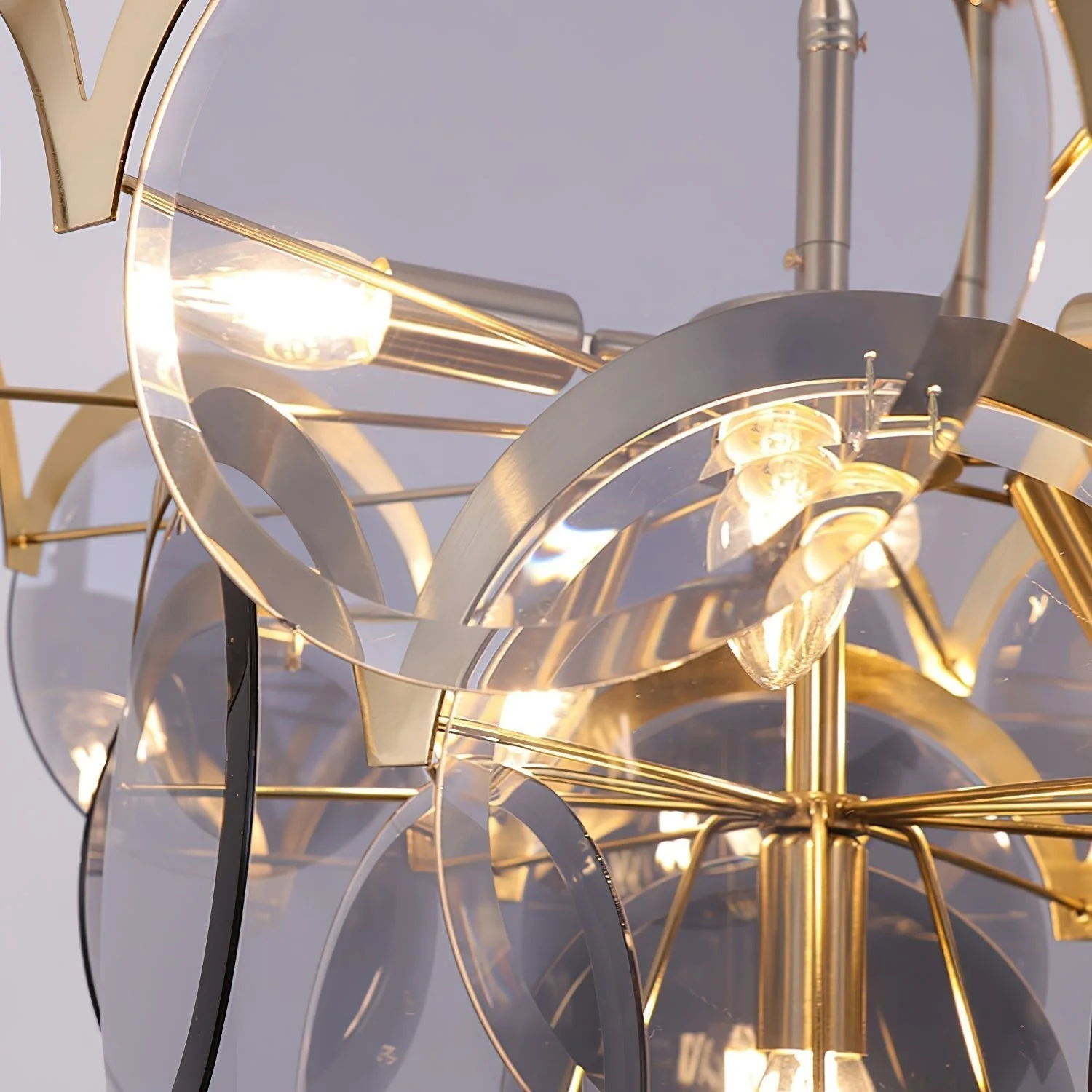 Lustra Chandelier Amber Glass Tiered Circles - Image 10