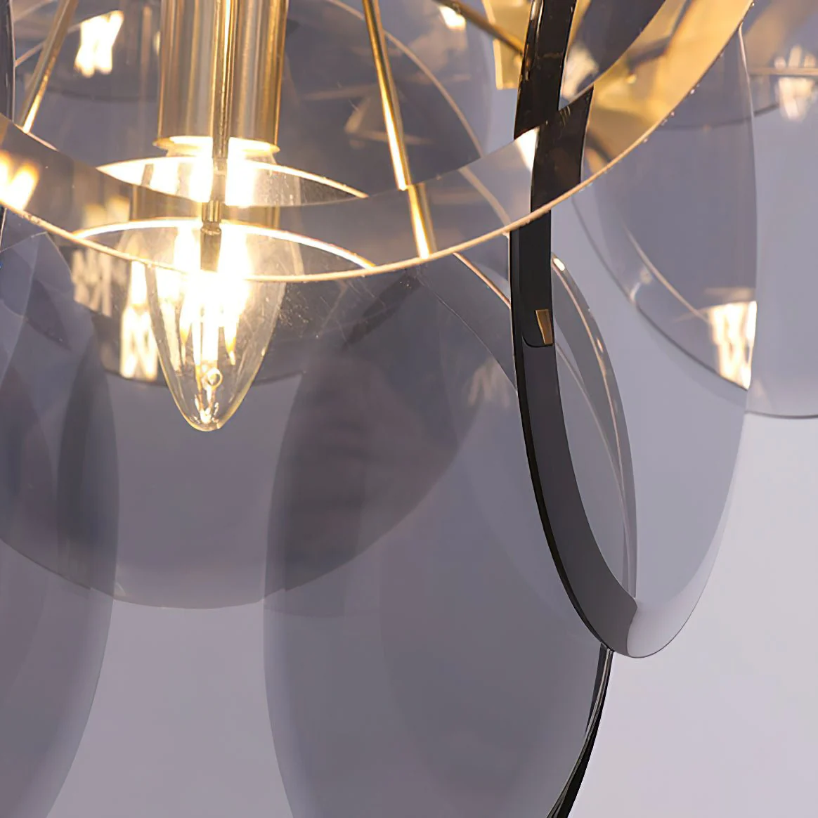 Lustra Chandelier Amber Glass Tiered Circles - Image 11