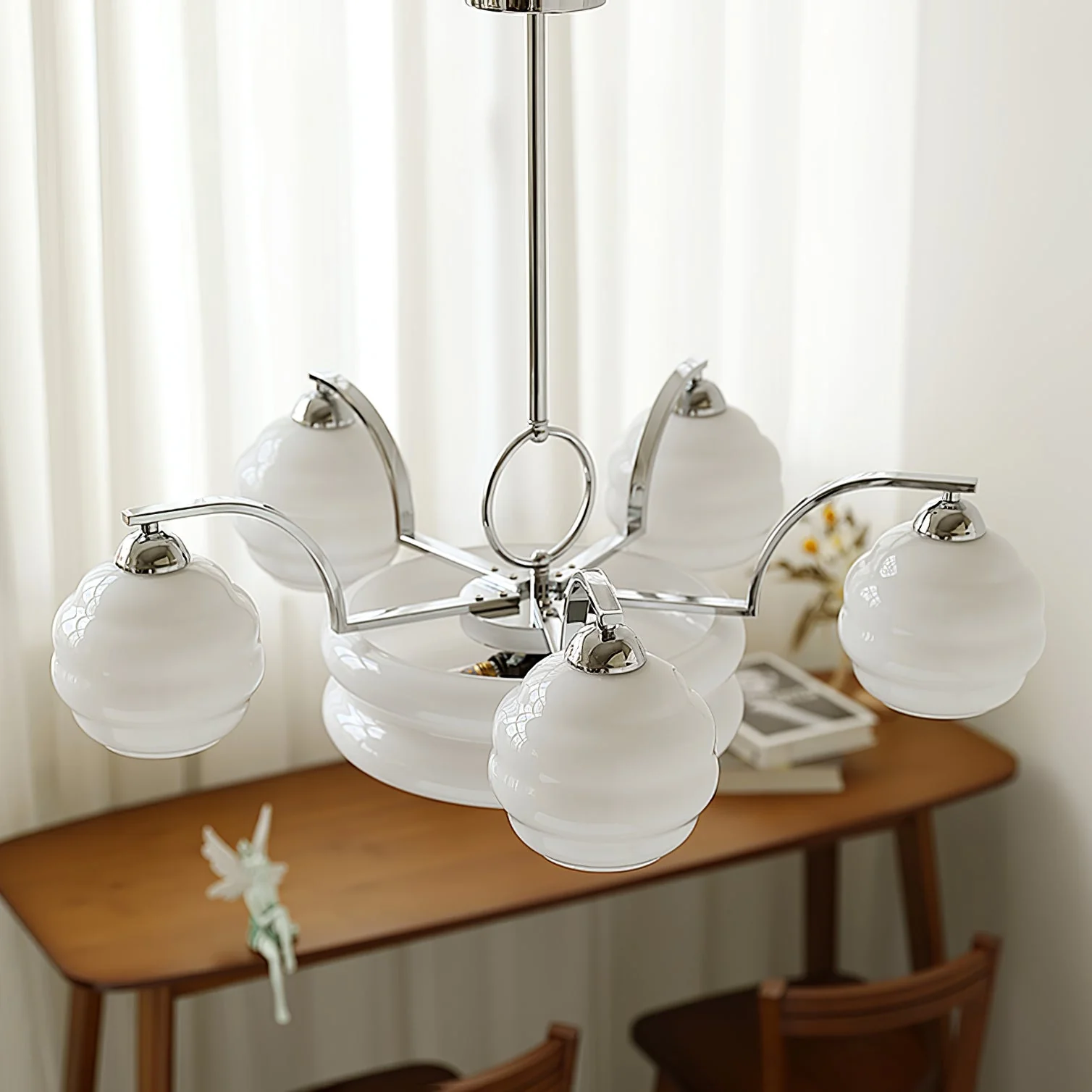 Lustra Chandelier Art Deco Vintage Gold Glass Shades - Image 51