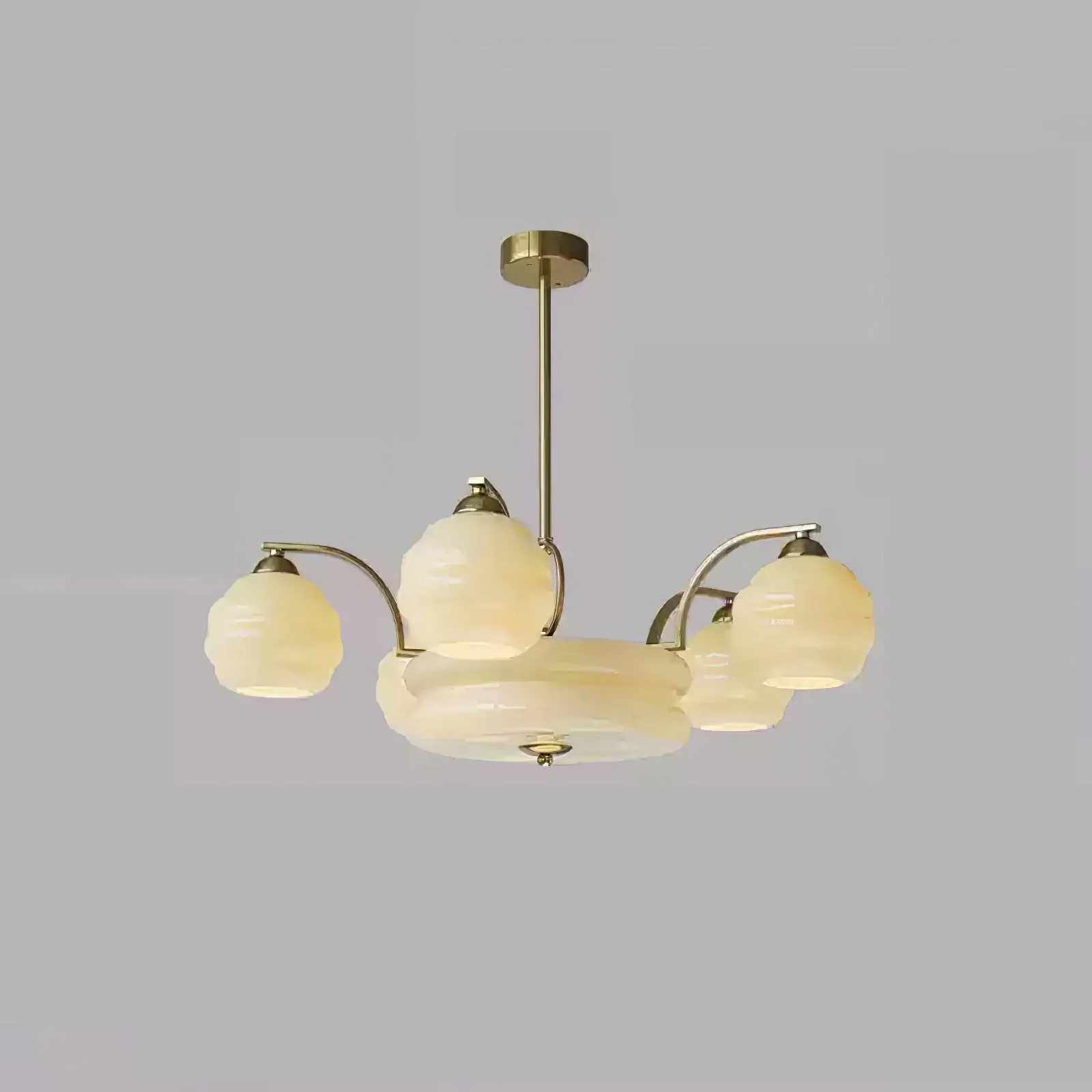 Lustra Chandelier Art Deco Vintage Gold Glass Shades - Image 62