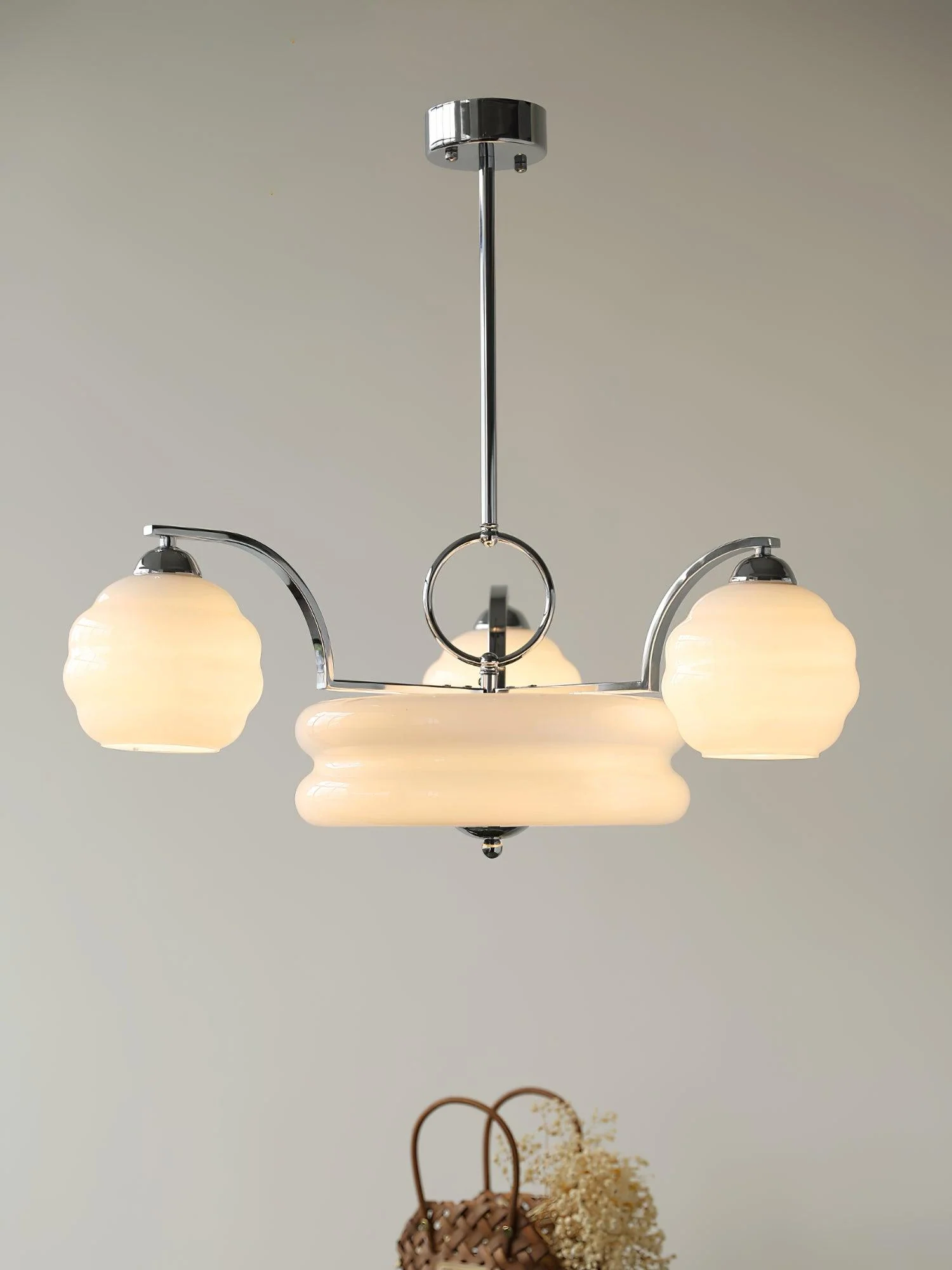 Lustra Chandelier Art Deco Vintage Gold Glass Shades - Image 70