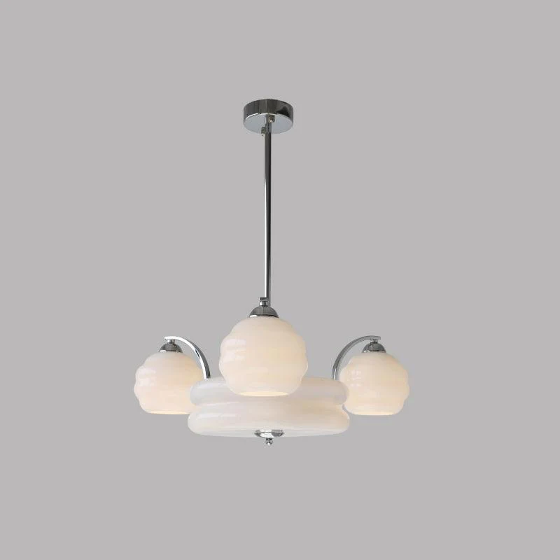 Lustra Chandelier Art Deco Vintage Gold Glass Shades - Image 9