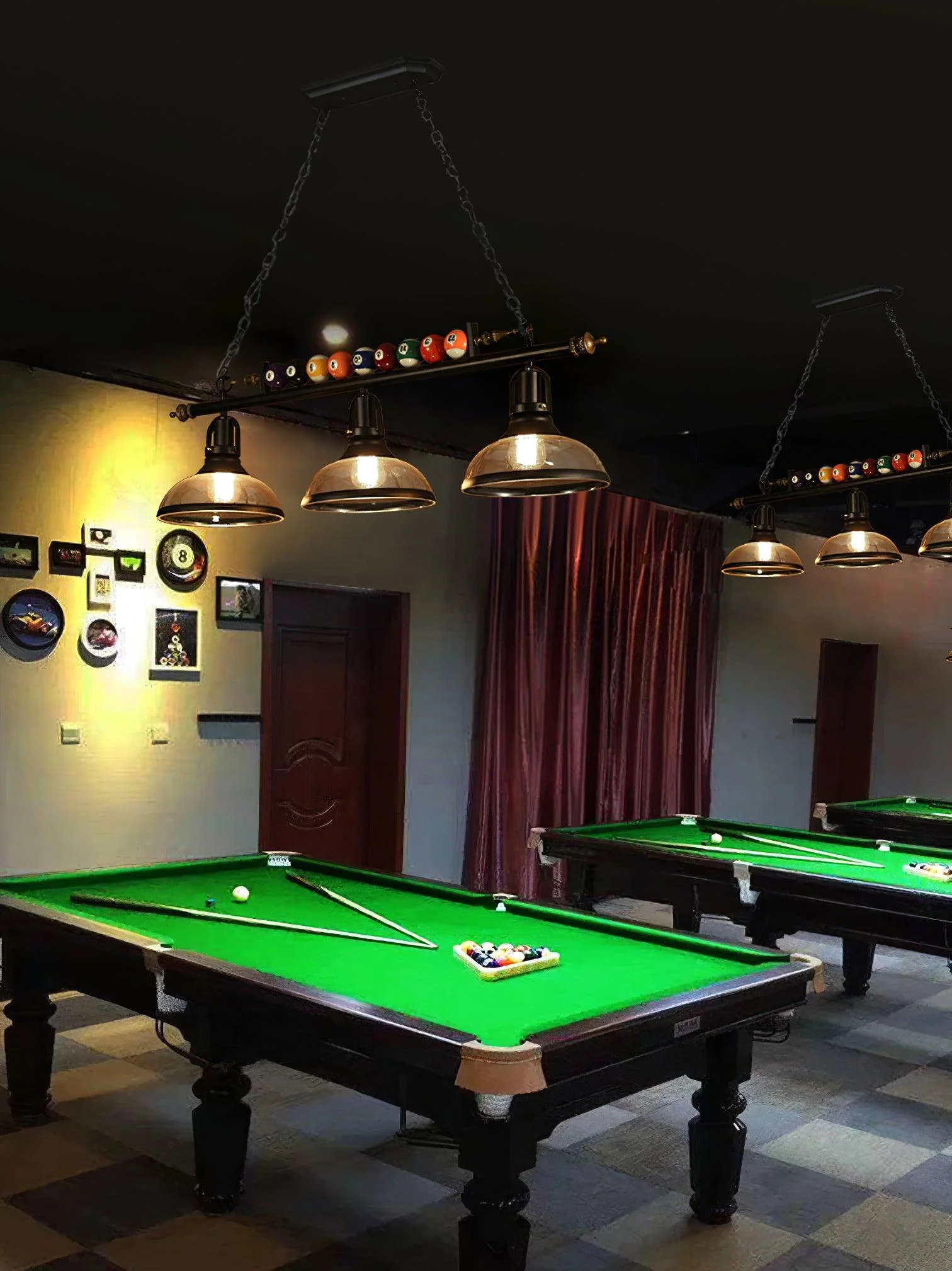 Lustra Chandelier Billiard Ball Black Glass Modern - Image 12