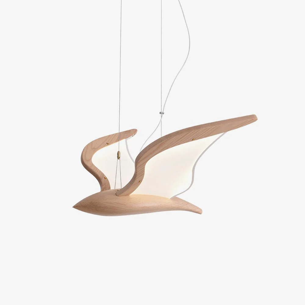 Lustra Chandelier Bird Form Wood Sculptural