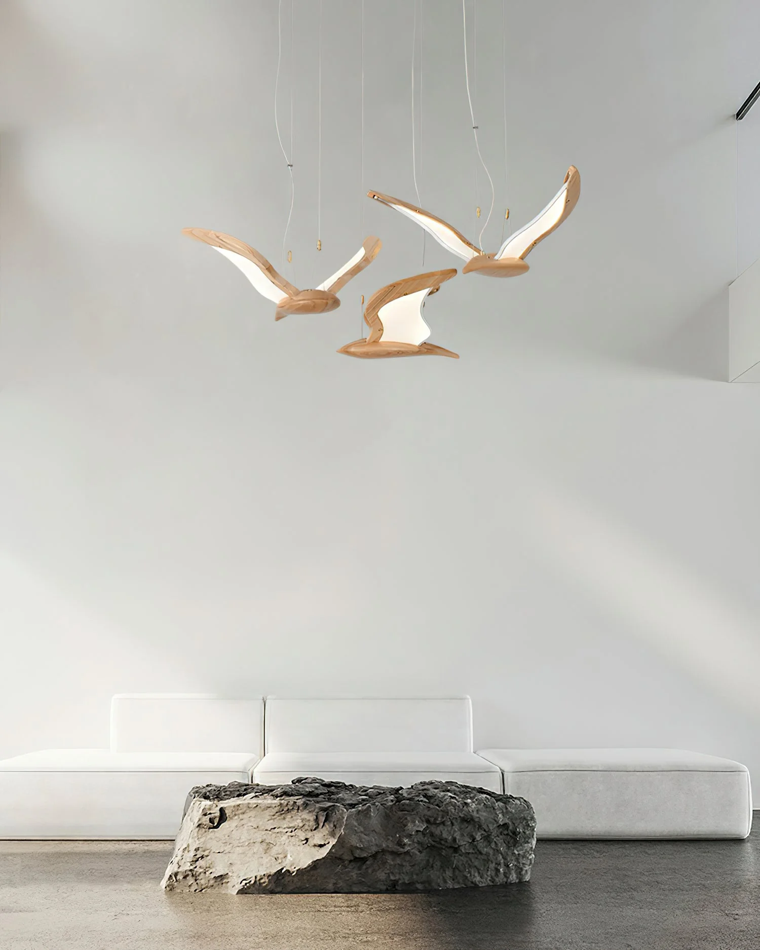 Lustra Chandelier Bird Form Wood Sculptural - Image 10