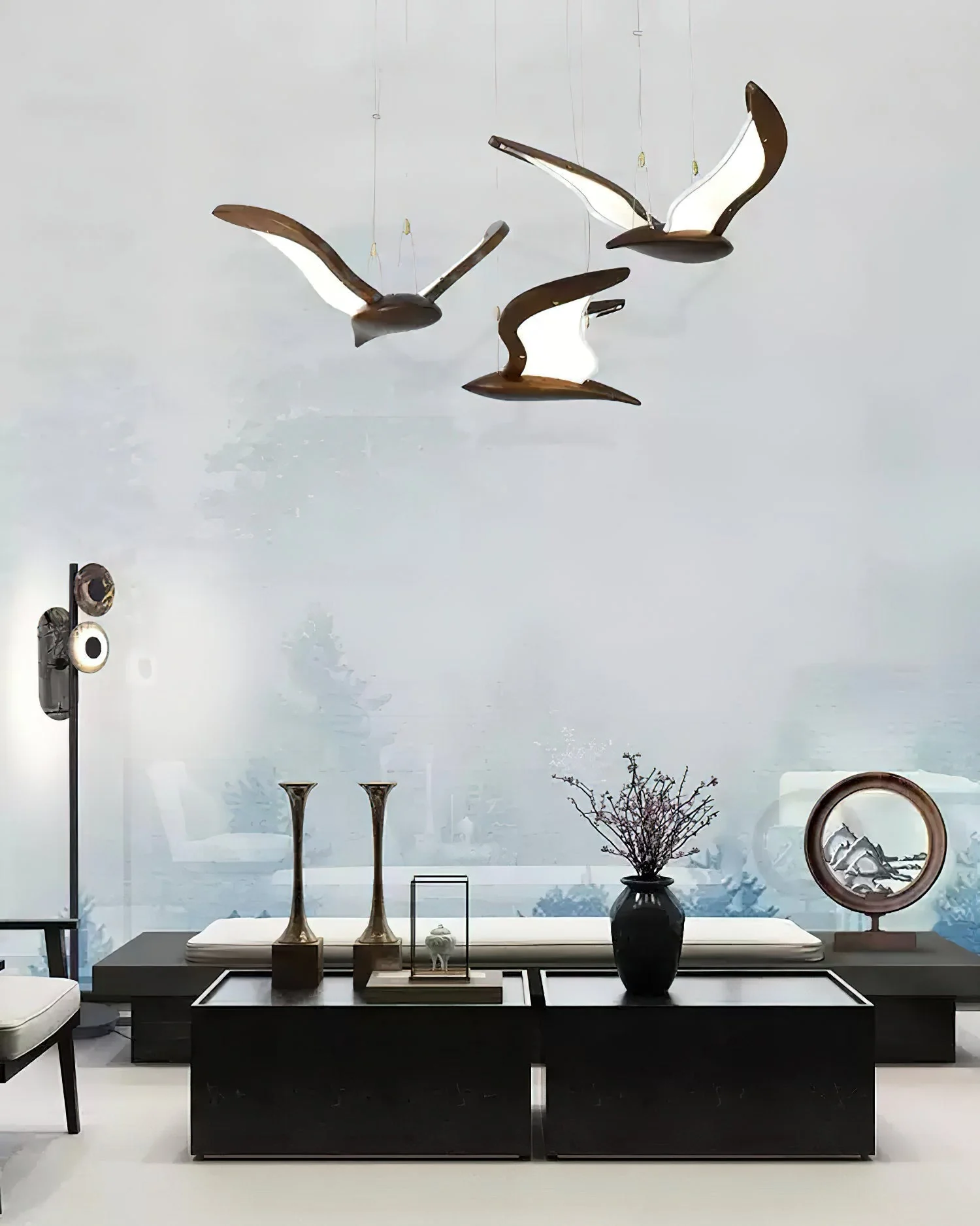 Lustra Chandelier Bird Form Wood Sculptural - Image 11