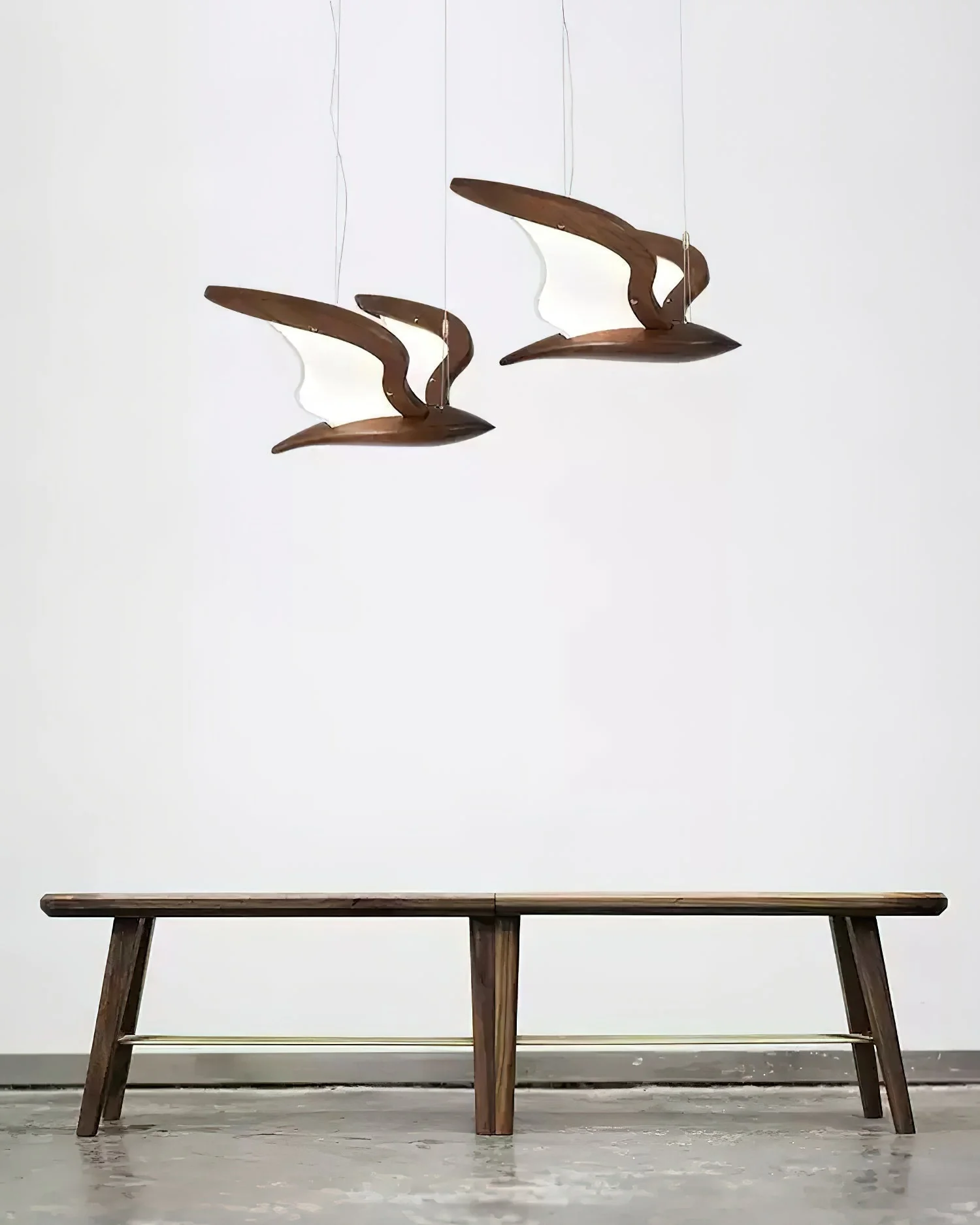 Lustra Chandelier Bird Form Wood Sculptural - Image 13