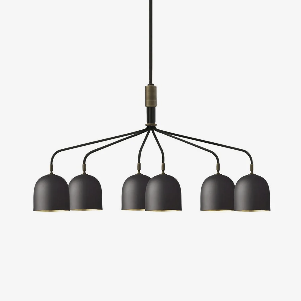 Lustra Chandelier Black Brass Industrial