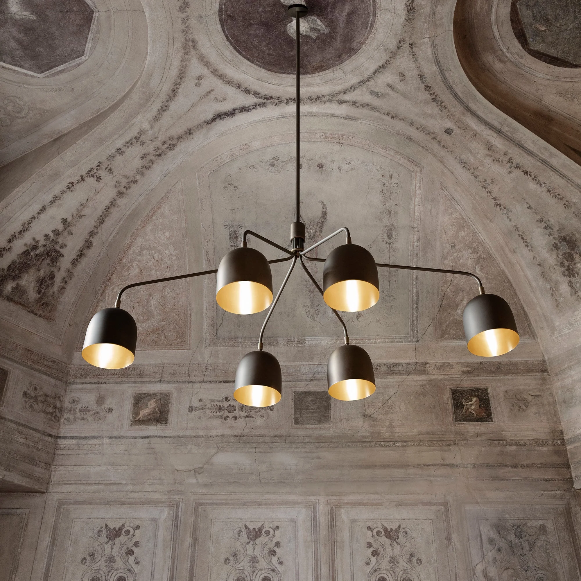 Lustra Chandelier Black Brass Industrial - Image 16