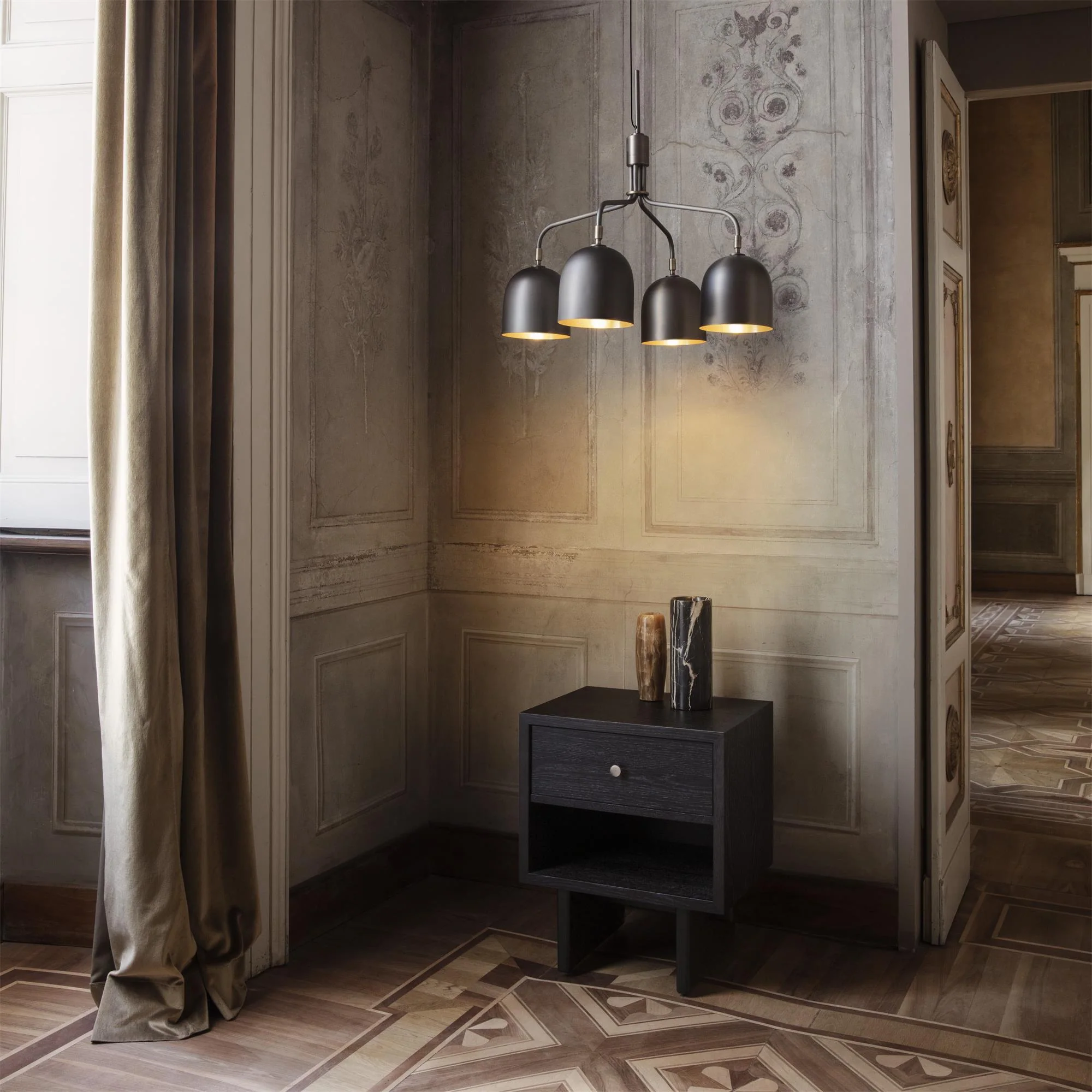 Lustra Chandelier Black Brass Industrial - Image 29