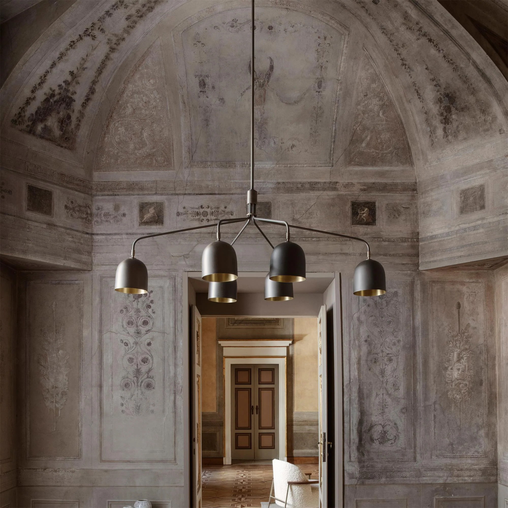 Lustra Chandelier Black Brass Industrial - Image 30